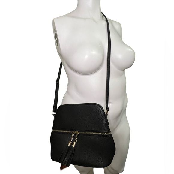 Vegan Leather Crossbody Bag with Fringe Tassels - Picture 1 of 5